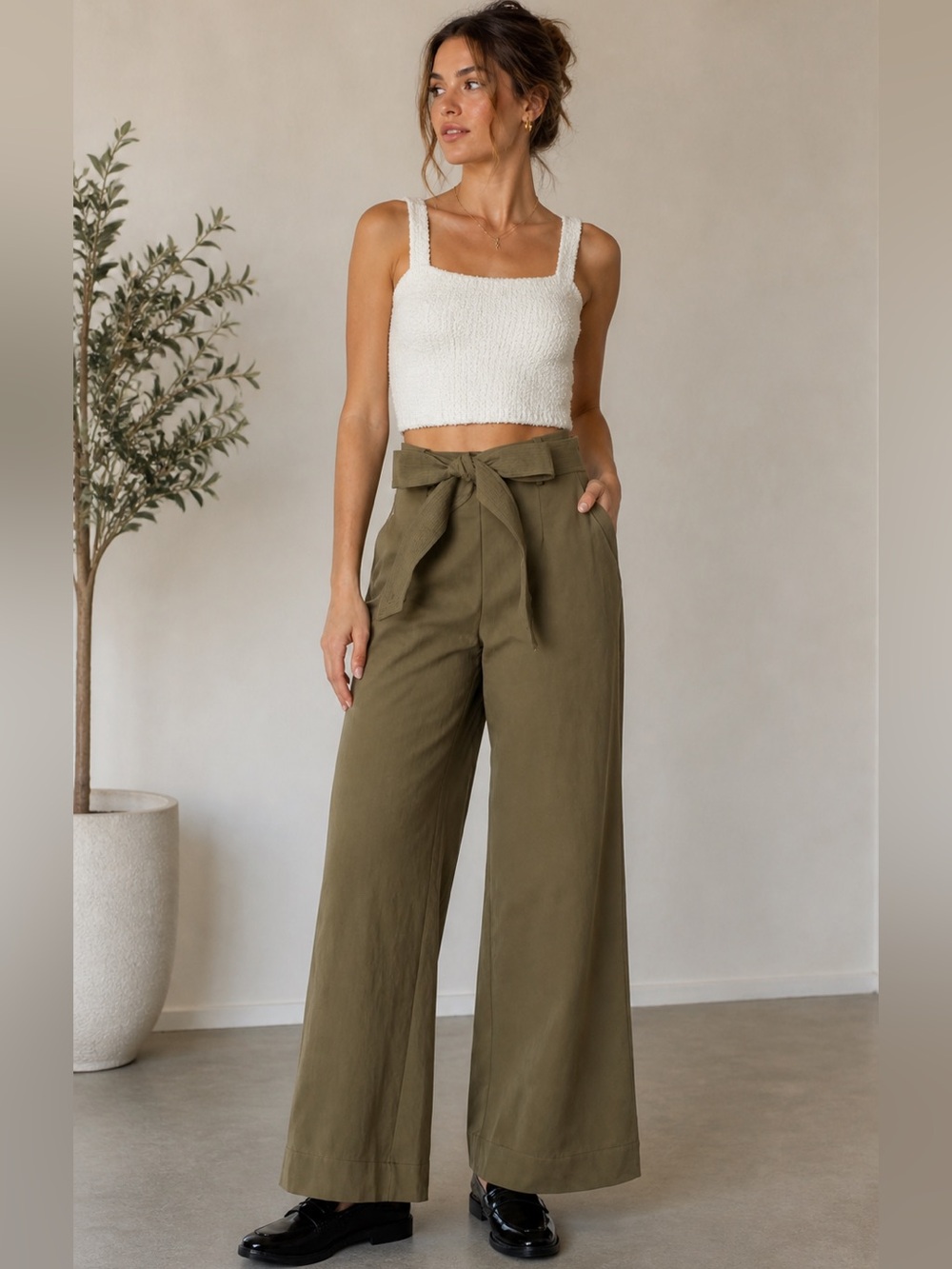 ❤️🔥FIRM PRICE❤️🔥 En Saison Khaki Wide-Leg Pants